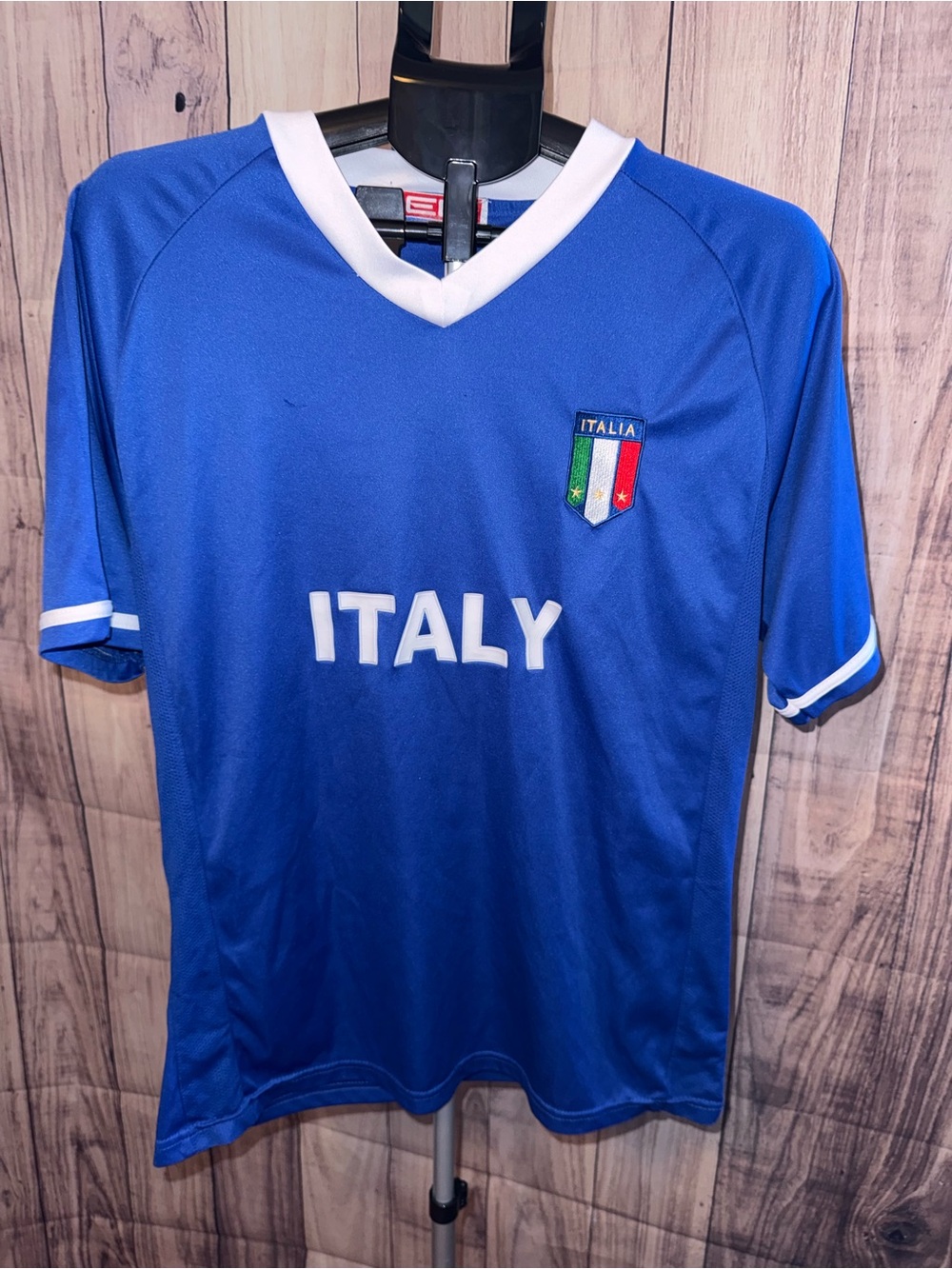 Italy Crest Men's Blue Soccer Jersey (L) with White Trim/ FIFA 2026